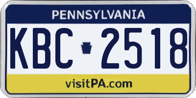 PA license plate KBC2518
