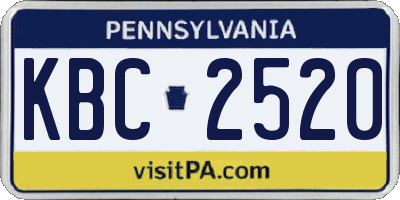 PA license plate KBC2520