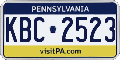 PA license plate KBC2523