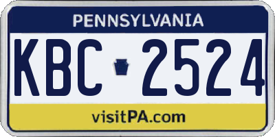 PA license plate KBC2524