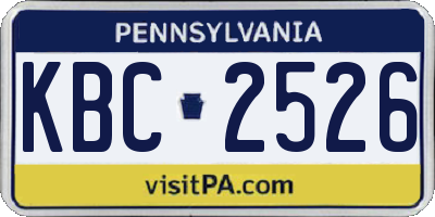 PA license plate KBC2526