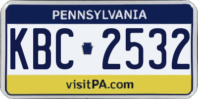 PA license plate KBC2532