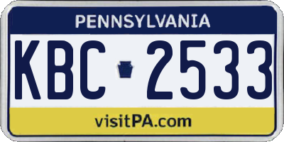 PA license plate KBC2533