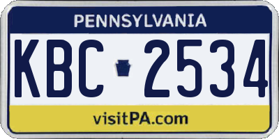PA license plate KBC2534