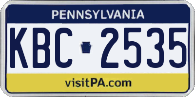 PA license plate KBC2535
