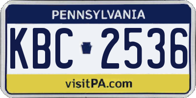 PA license plate KBC2536