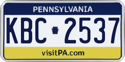 PA license plate KBC2537
