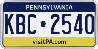 PA license plate KBC2540