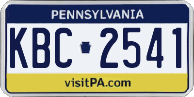 PA license plate KBC2541