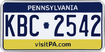 PA license plate KBC2542