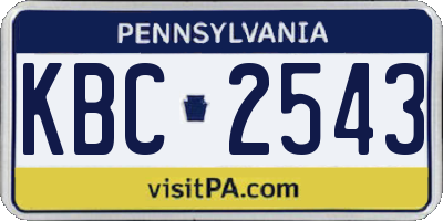 PA license plate KBC2543