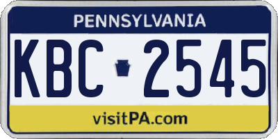 PA license plate KBC2545