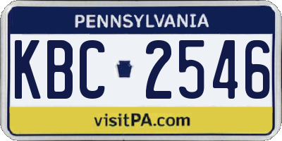 PA license plate KBC2546