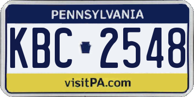 PA license plate KBC2548