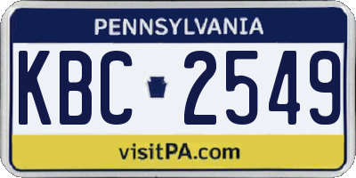 PA license plate KBC2549