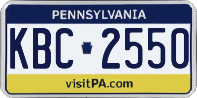 PA license plate KBC2550
