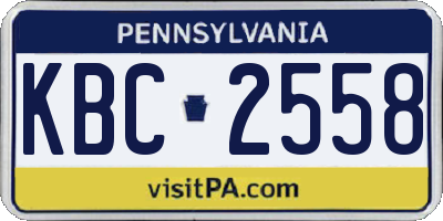 PA license plate KBC2558