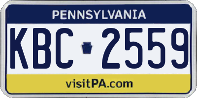 PA license plate KBC2559