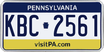 PA license plate KBC2561