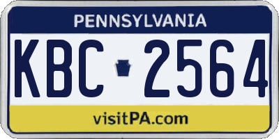 PA license plate KBC2564