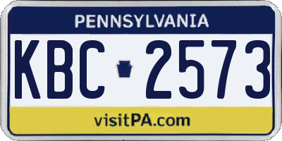 PA license plate KBC2573