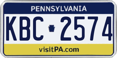 PA license plate KBC2574