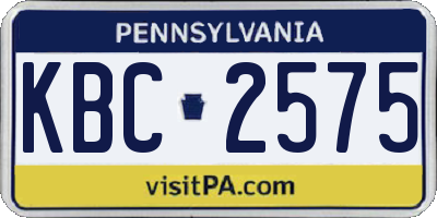PA license plate KBC2575