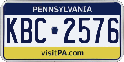 PA license plate KBC2576