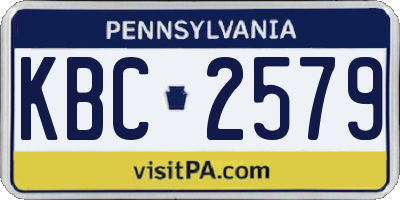 PA license plate KBC2579