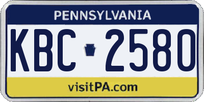 PA license plate KBC2580