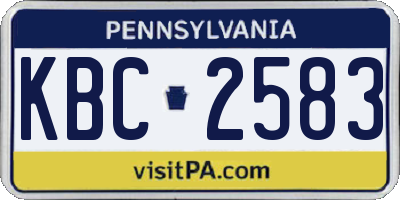 PA license plate KBC2583
