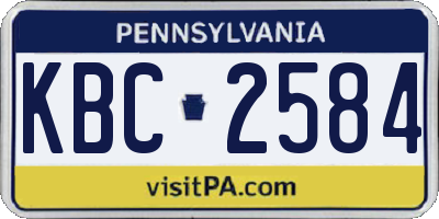 PA license plate KBC2584