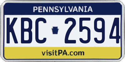 PA license plate KBC2594