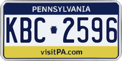 PA license plate KBC2596