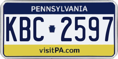 PA license plate KBC2597