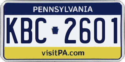 PA license plate KBC2601