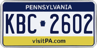 PA license plate KBC2602