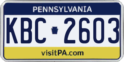 PA license plate KBC2603