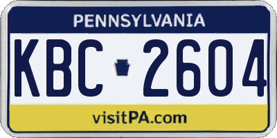 PA license plate KBC2604