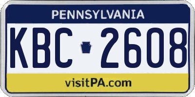 PA license plate KBC2608
