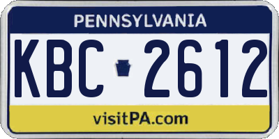 PA license plate KBC2612