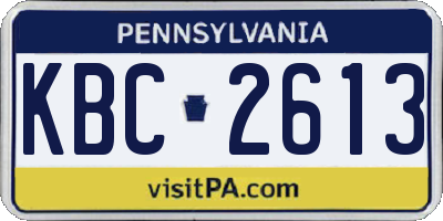 PA license plate KBC2613