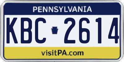 PA license plate KBC2614