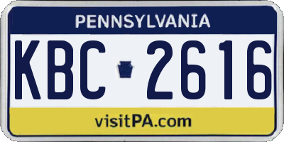 PA license plate KBC2616