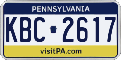 PA license plate KBC2617