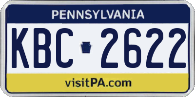 PA license plate KBC2622
