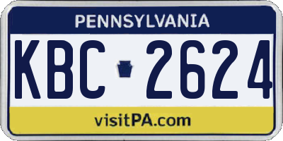 PA license plate KBC2624
