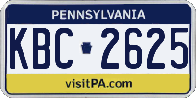 PA license plate KBC2625