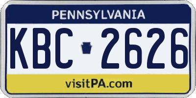 PA license plate KBC2626