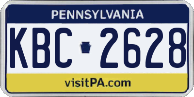 PA license plate KBC2628